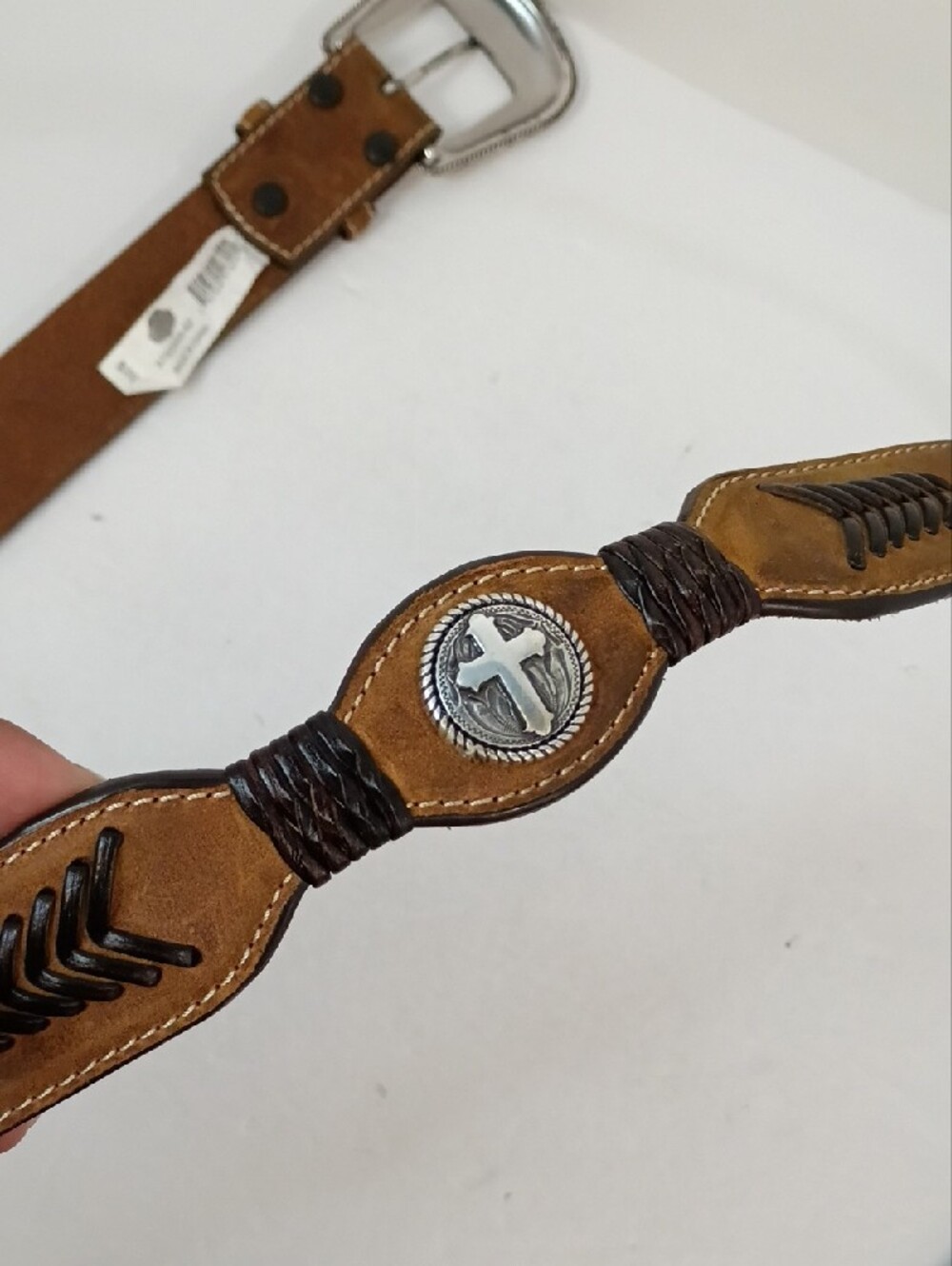Cavender's Brown Leather Western Concho Belt Size 42 - Picture 6 of 8